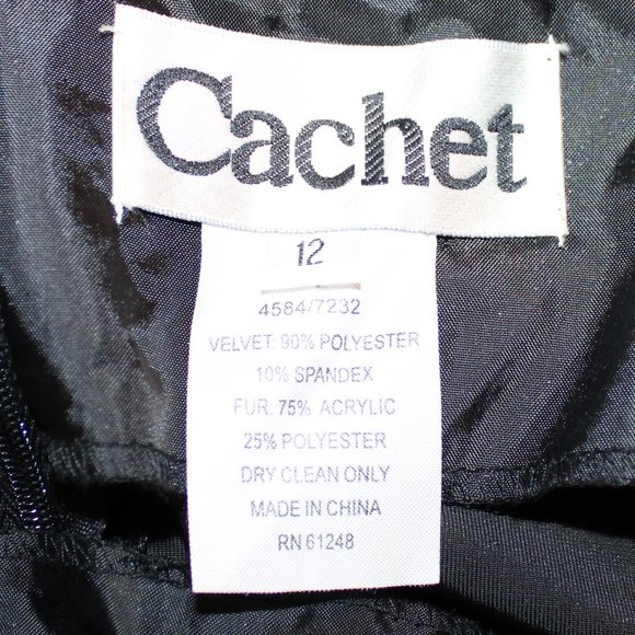 Cachet 80’S Vintage Formal Black Velvet Off Shoulder Faux Fur Collar, Si… - Picture 7 of 7